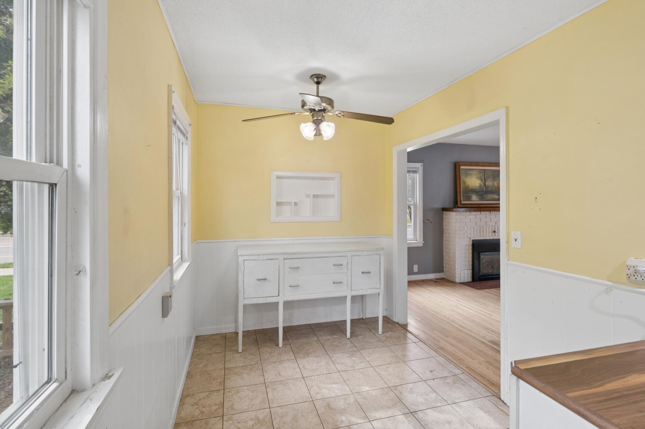 Breakfast Dining area features wainscotting