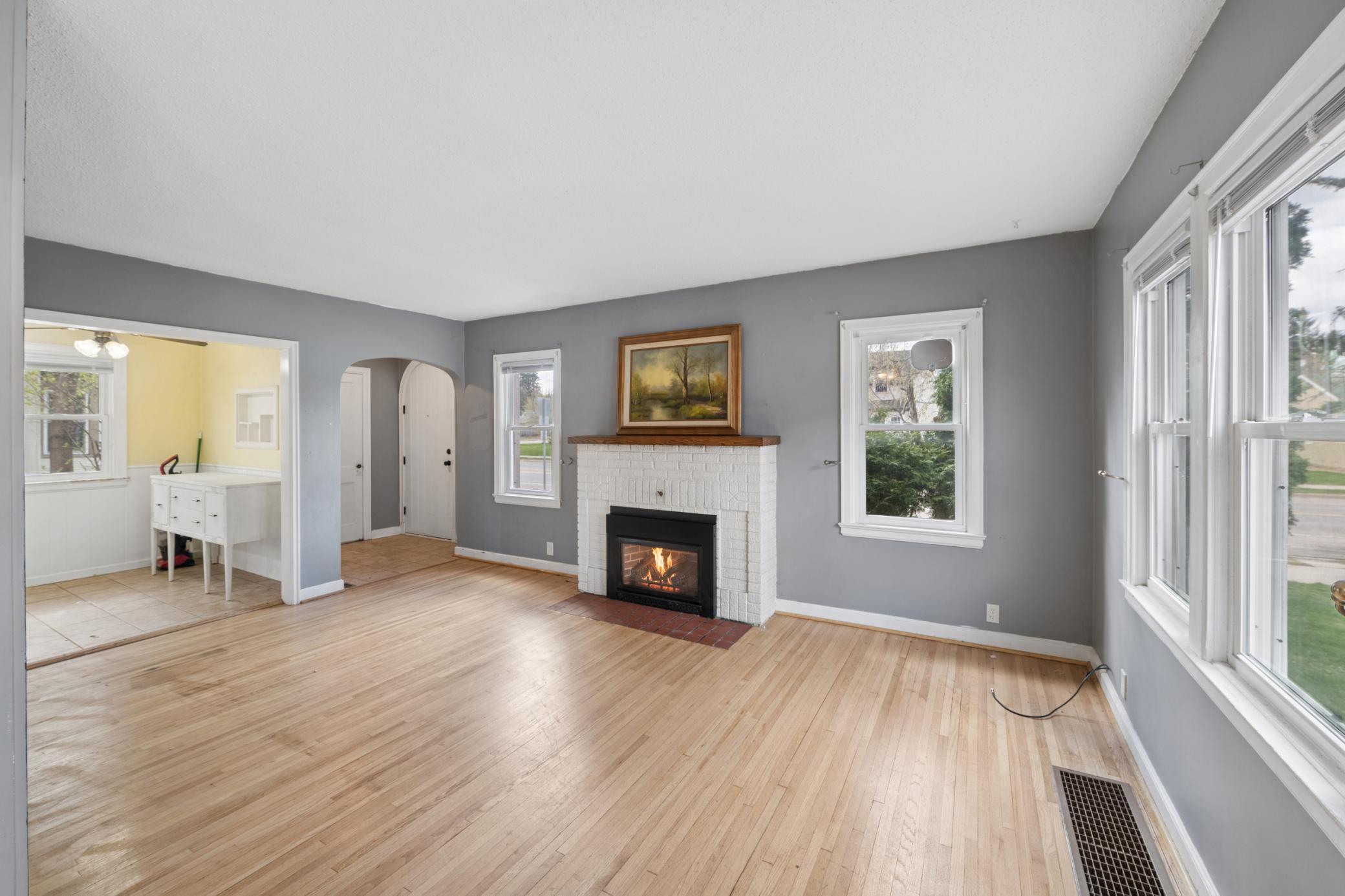 Living room has natural lighting from windows