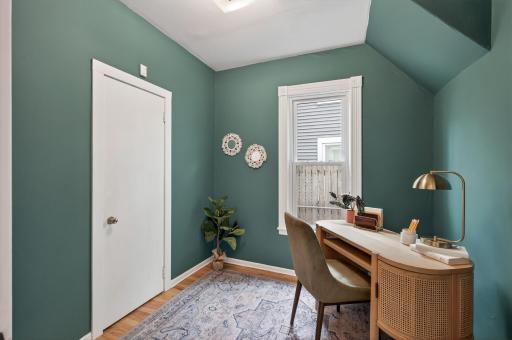 The smallest bedroom is on the main level and makes a great office!