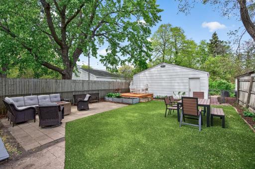 The back yard is perfect for entertaining.