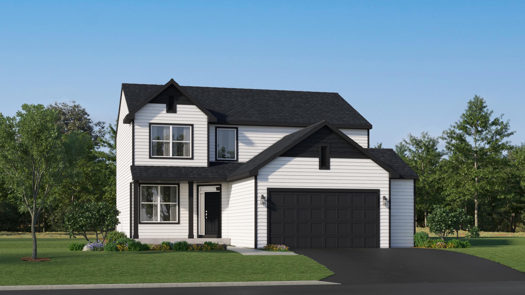 (Exterior rendering, actual home's finishes will vary.)