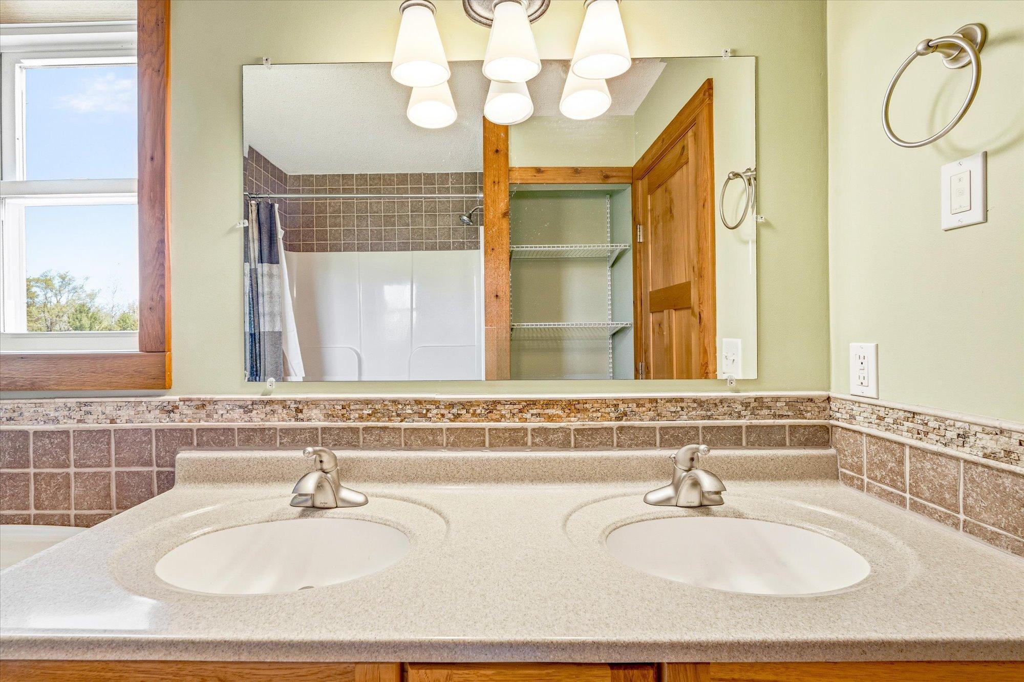 Primary bath double sinks.