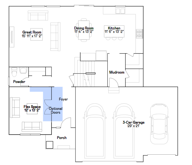 Lewis main level floorplan.