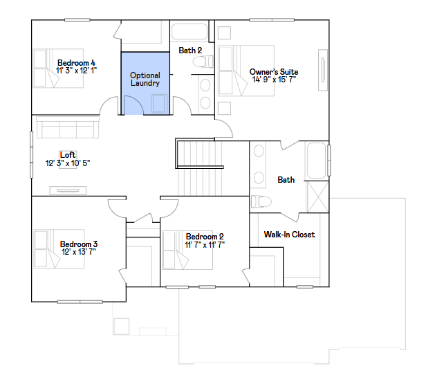 Lewis upper level floorplan.
