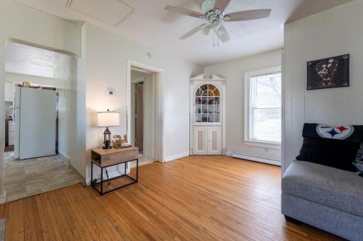 Beautiful hardwood floors in main level living room and dining area!