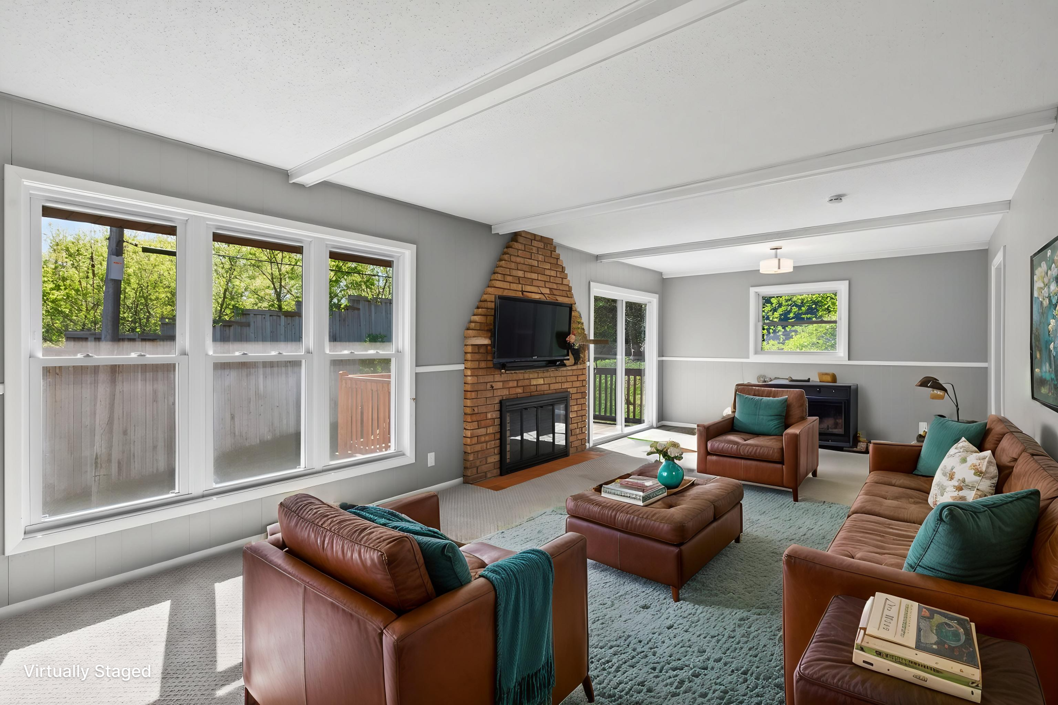 Virtually staged living room