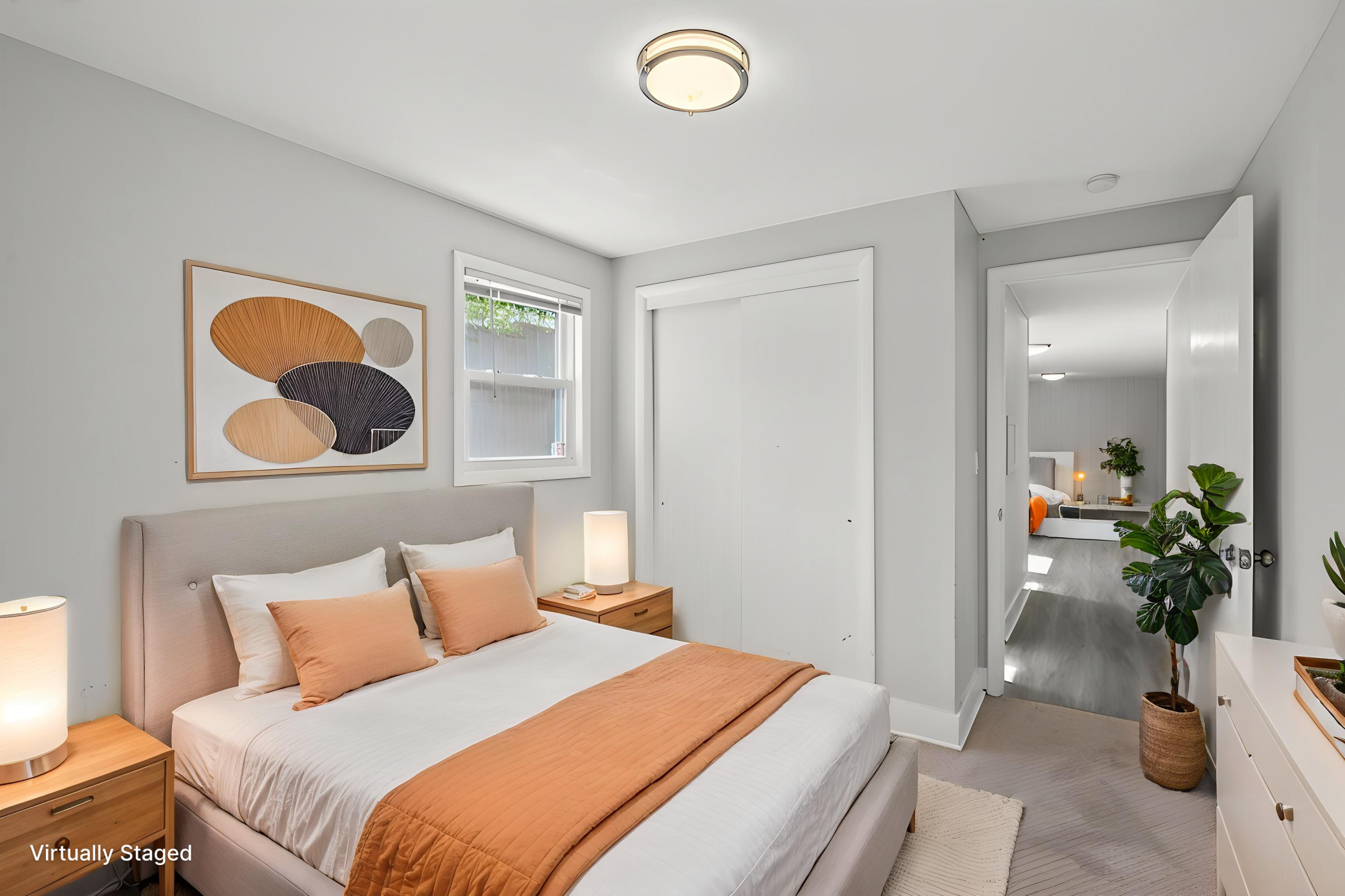 Virtually staged fourth bedroom in lower level