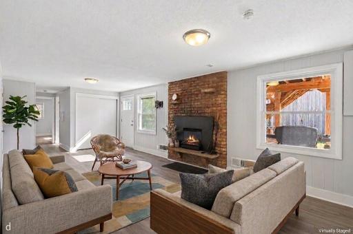 Lower level family room virtually staged