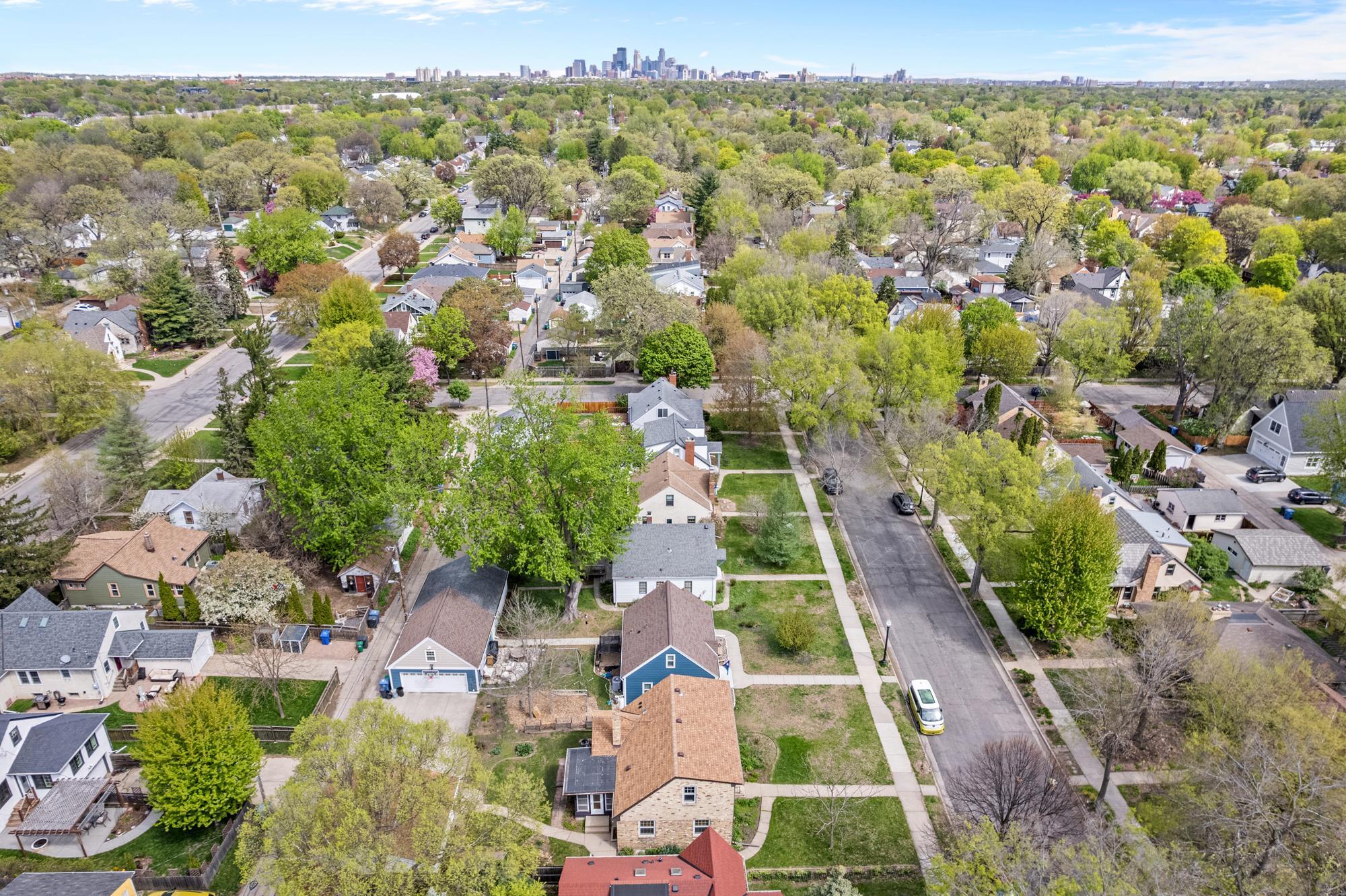 Looking north with the Minneapolis skyline in the distance