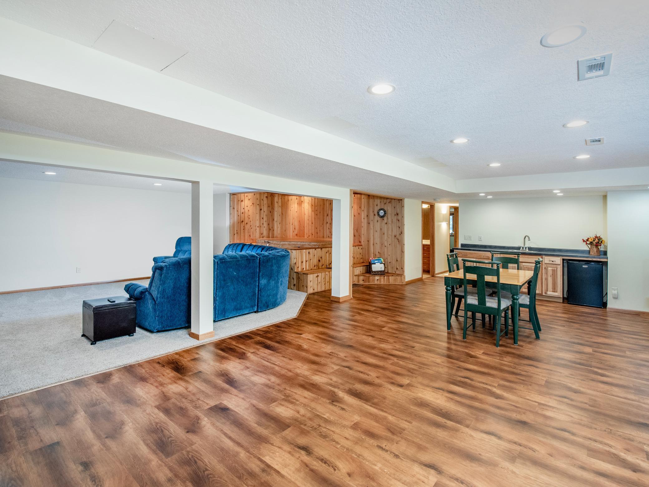 Wide open concept lower level