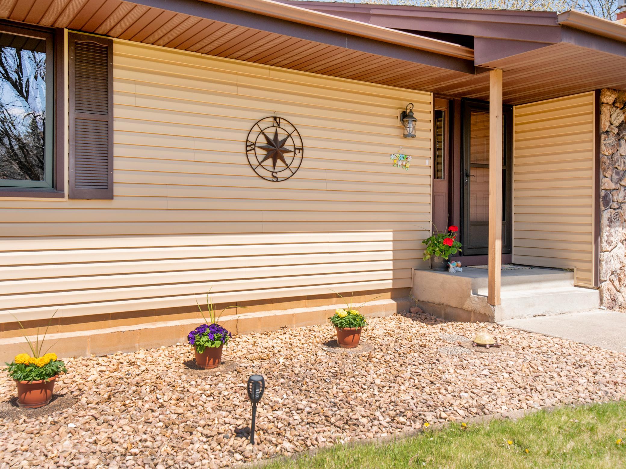 Maintenance free vinyl siding.
