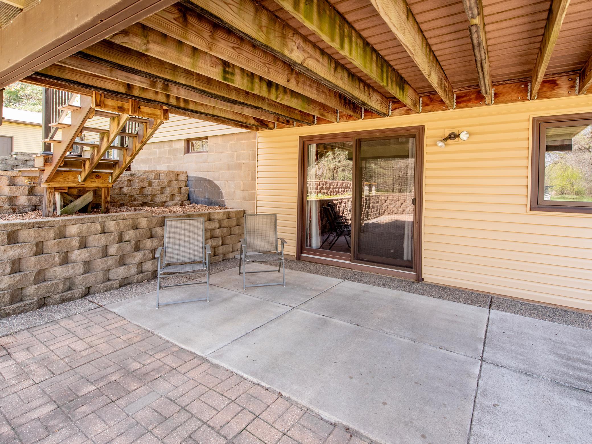 Walk out basement leads to this patio space