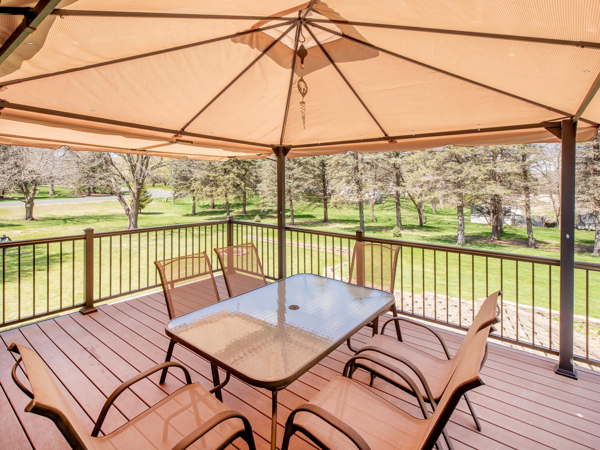 Covered seating area.