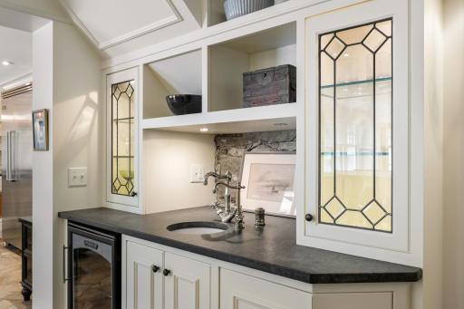 Enjoy cooking and entertaining in your well-appointed chefâs kitchen, which features stone countertops, two farmhouse sinks, Viking appliances, an additional wet bar with a wine fridge, and more.