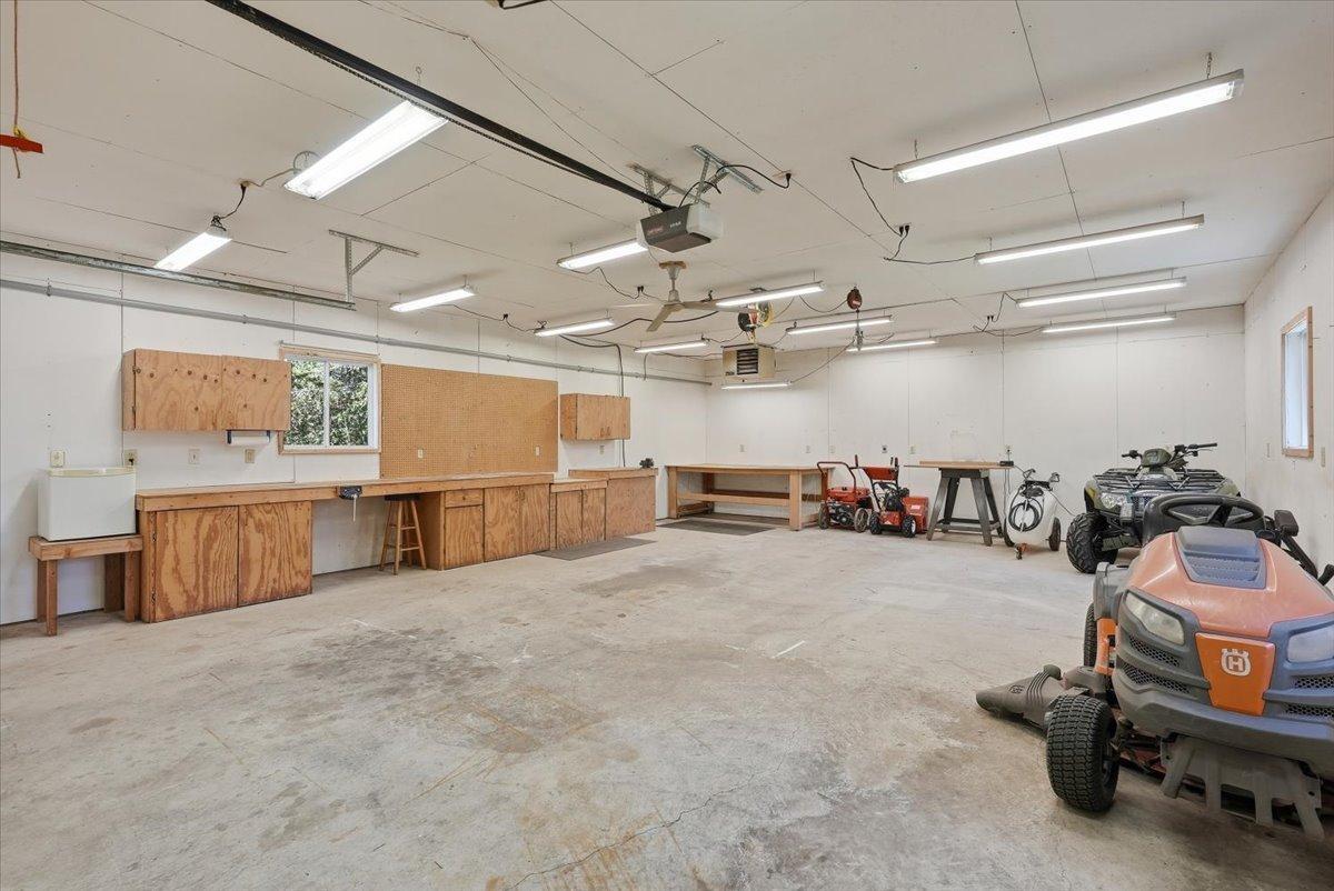 Custom built-in cabinetry and workbench.