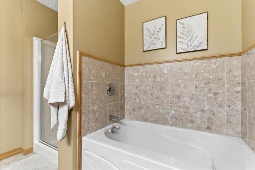 Jetted Tub and Separate Shower in Primary Ensuite