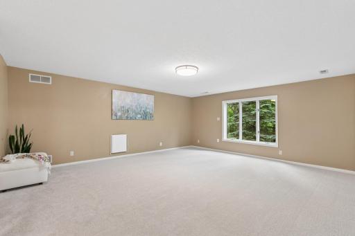 Brand new carpet 2026. Rear facing family room.