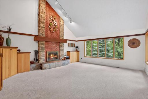 Main level Livingroom features convenient built-ins and sun shiny views of the treetop wonderland out back.