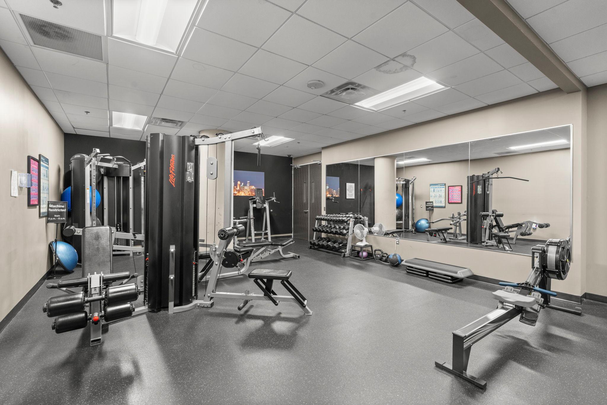 Enjoy the on-site fitness center, complete with cardio machines and weight equipment