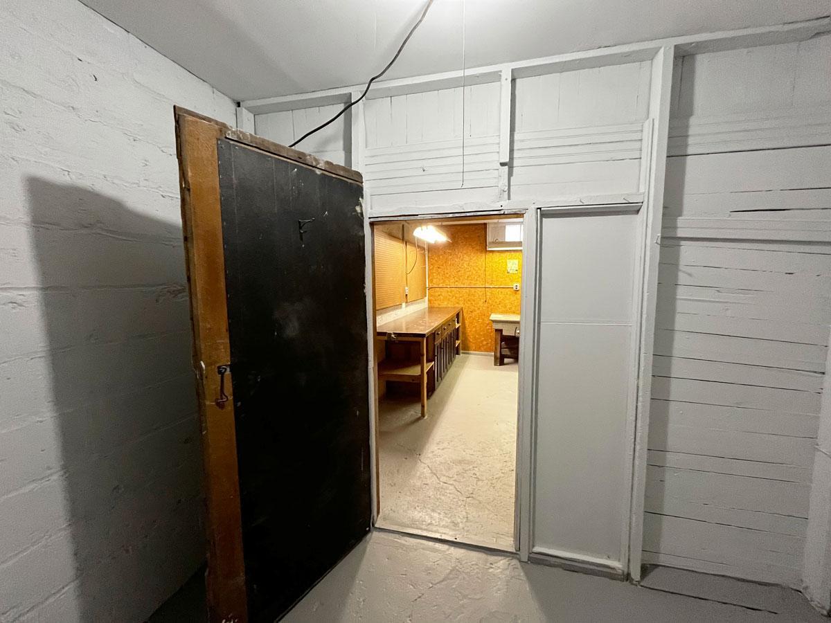 Root cellar looking into workshop.