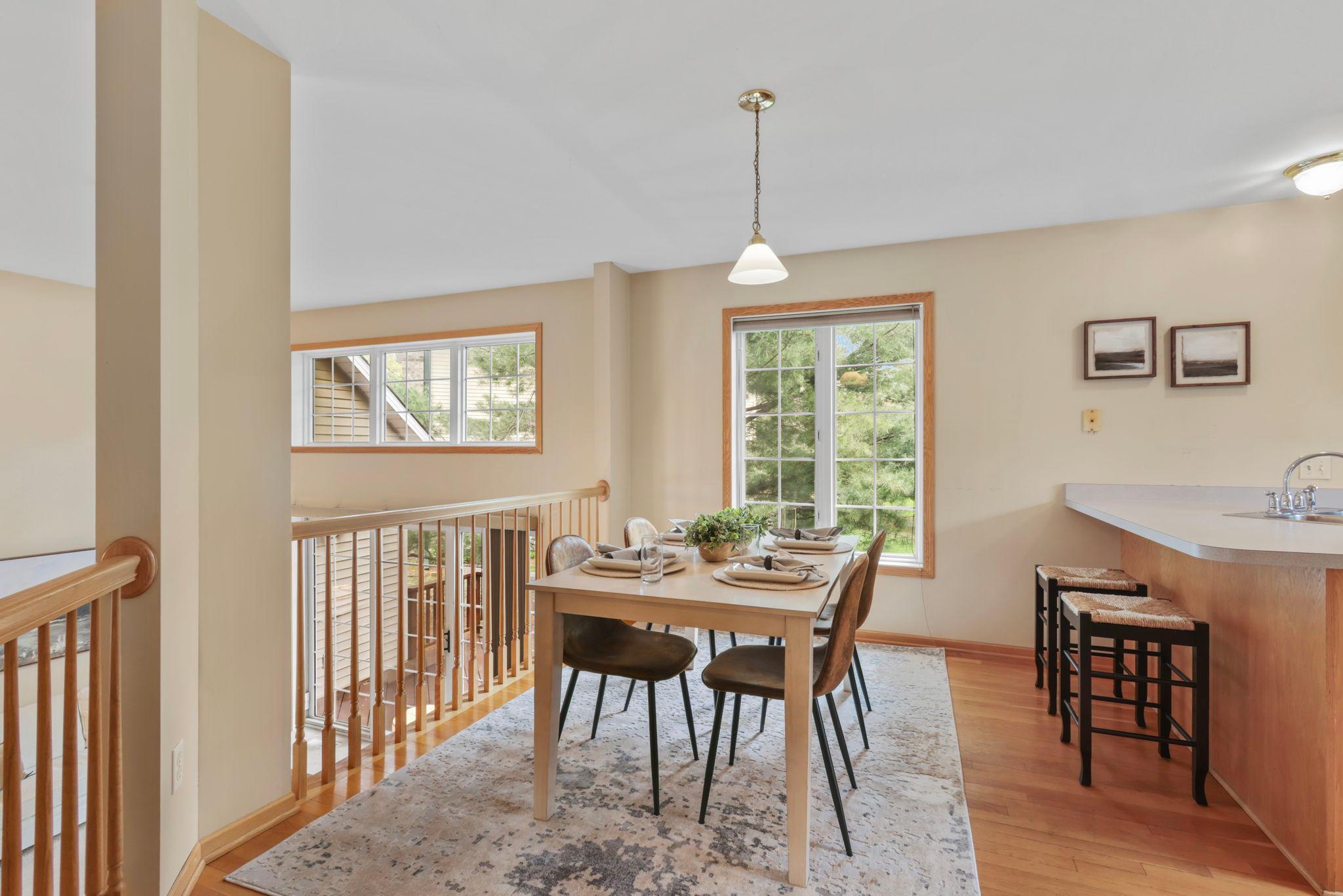 Upper level dining with lots of natural light