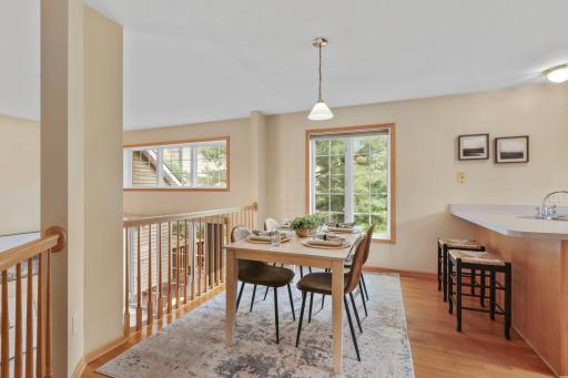 Upper level dining with lots of natural light