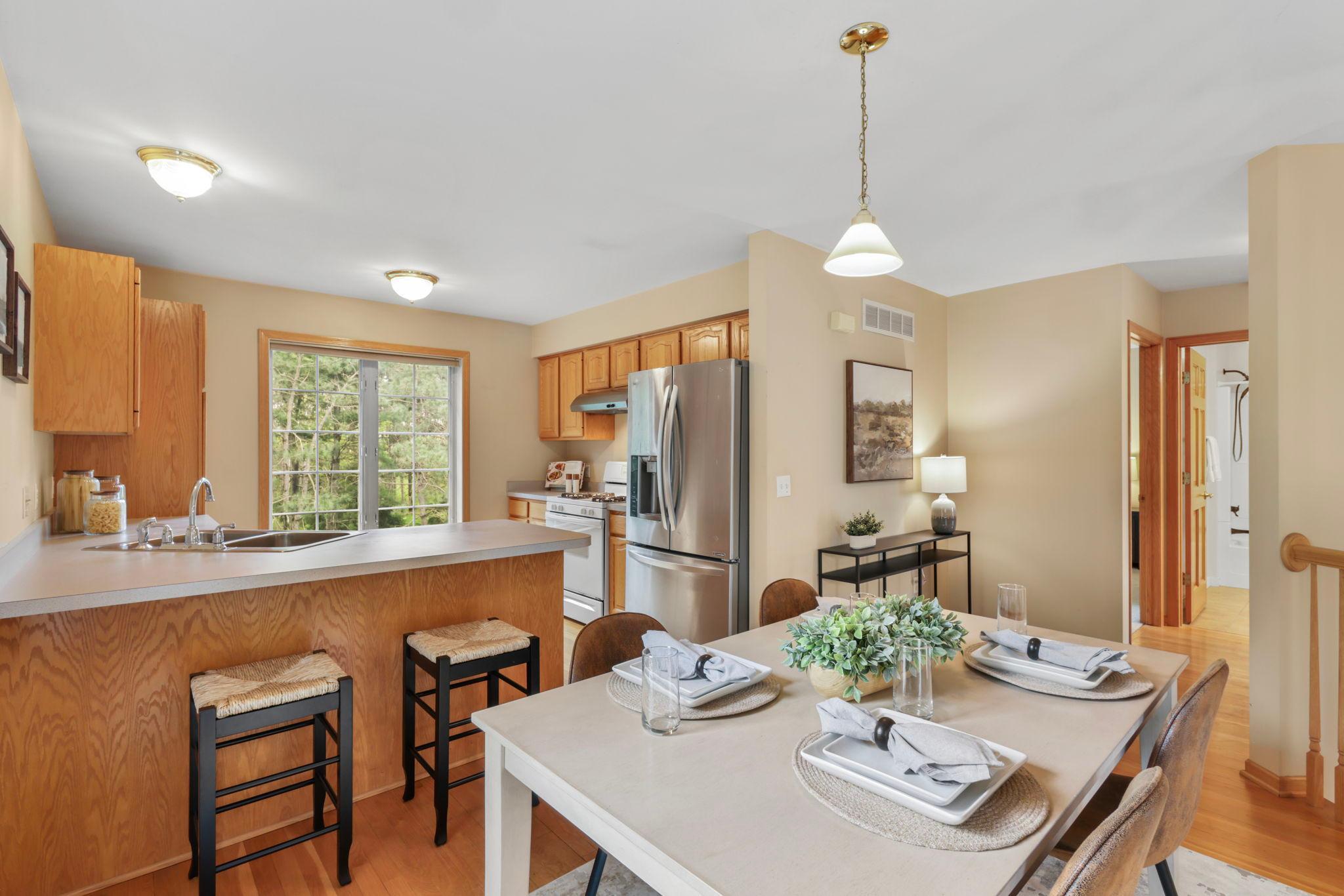 Upper level kitchen and dining area