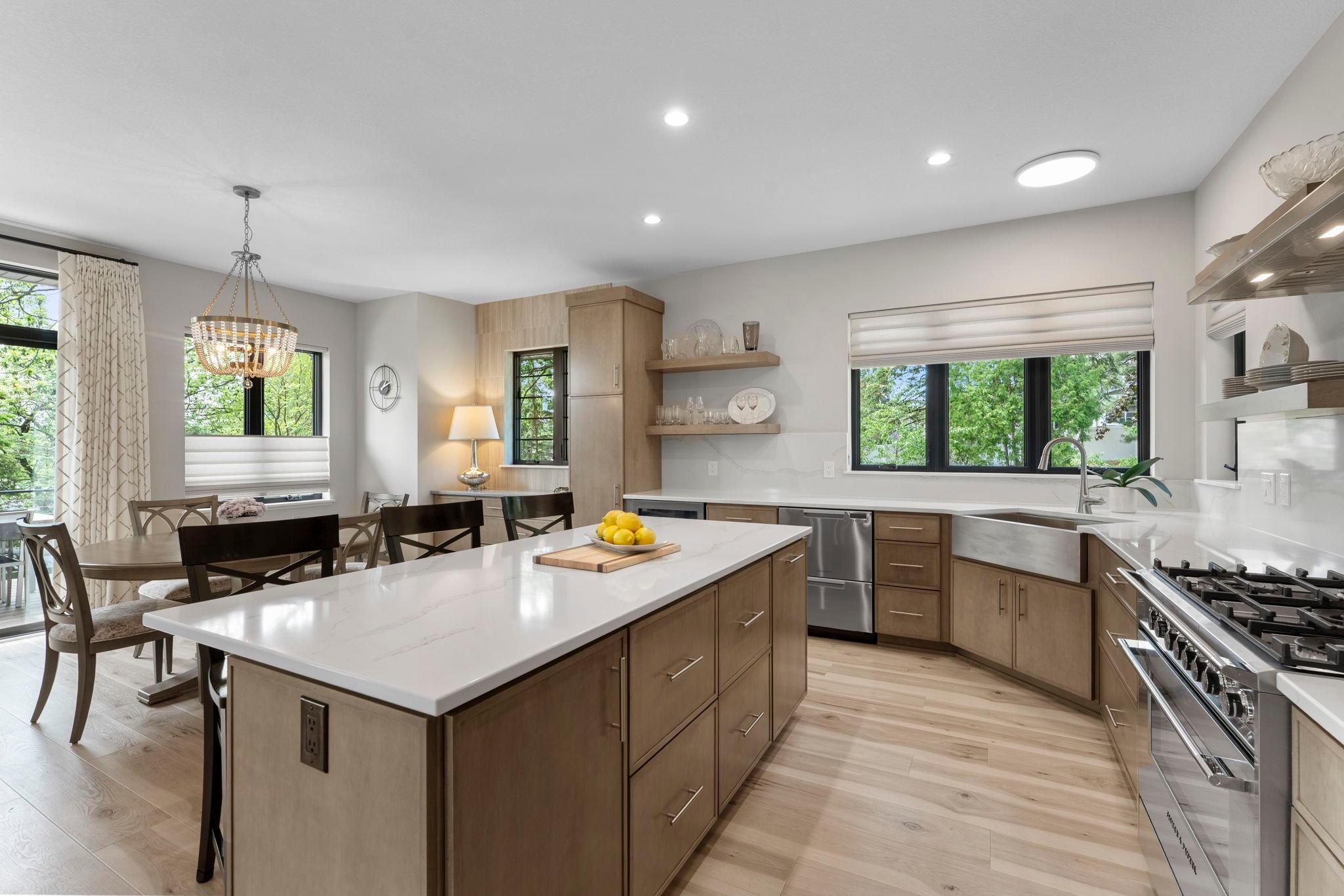 Quartz countertops and backsplash