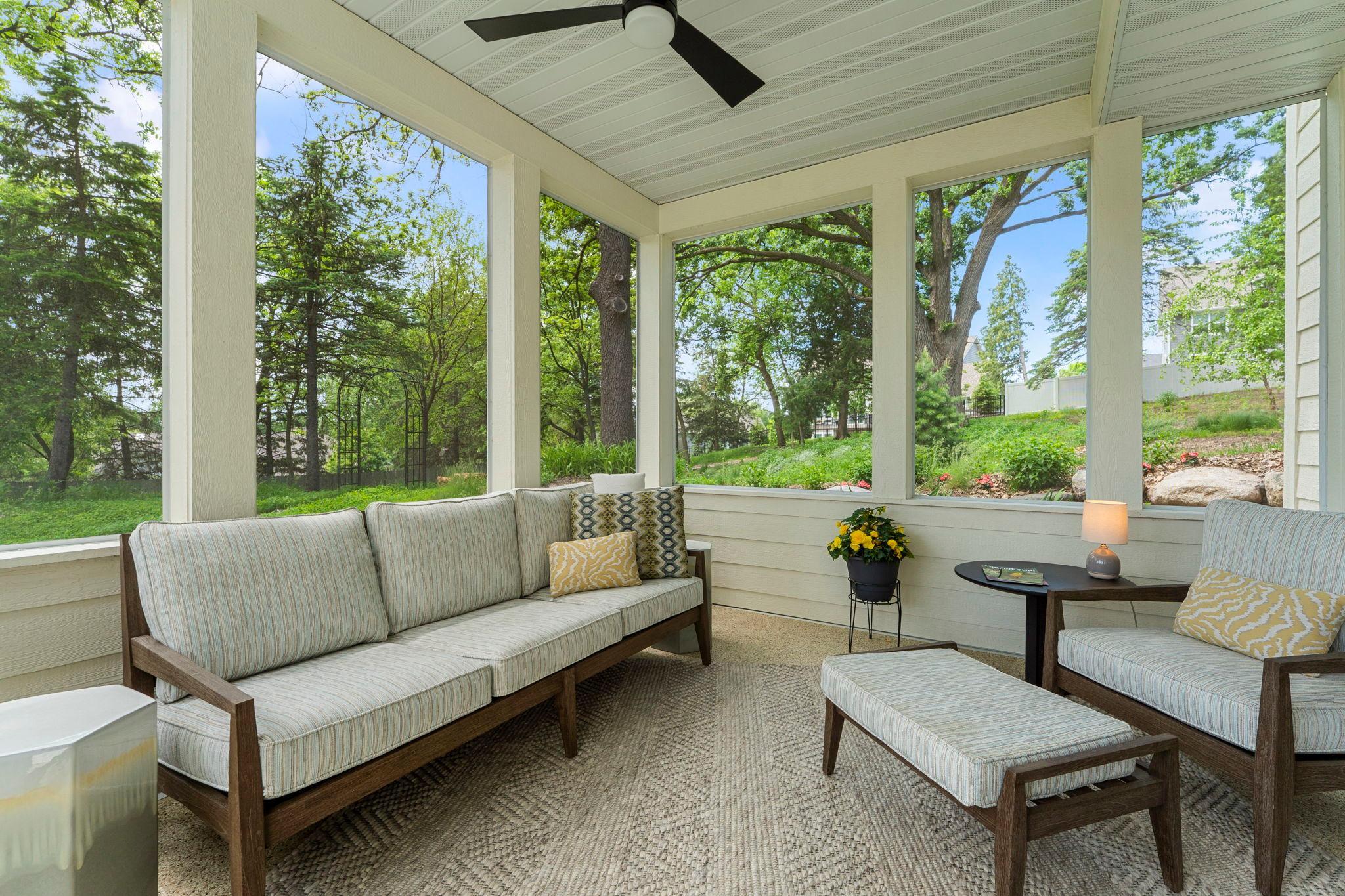 Screen porch off family room