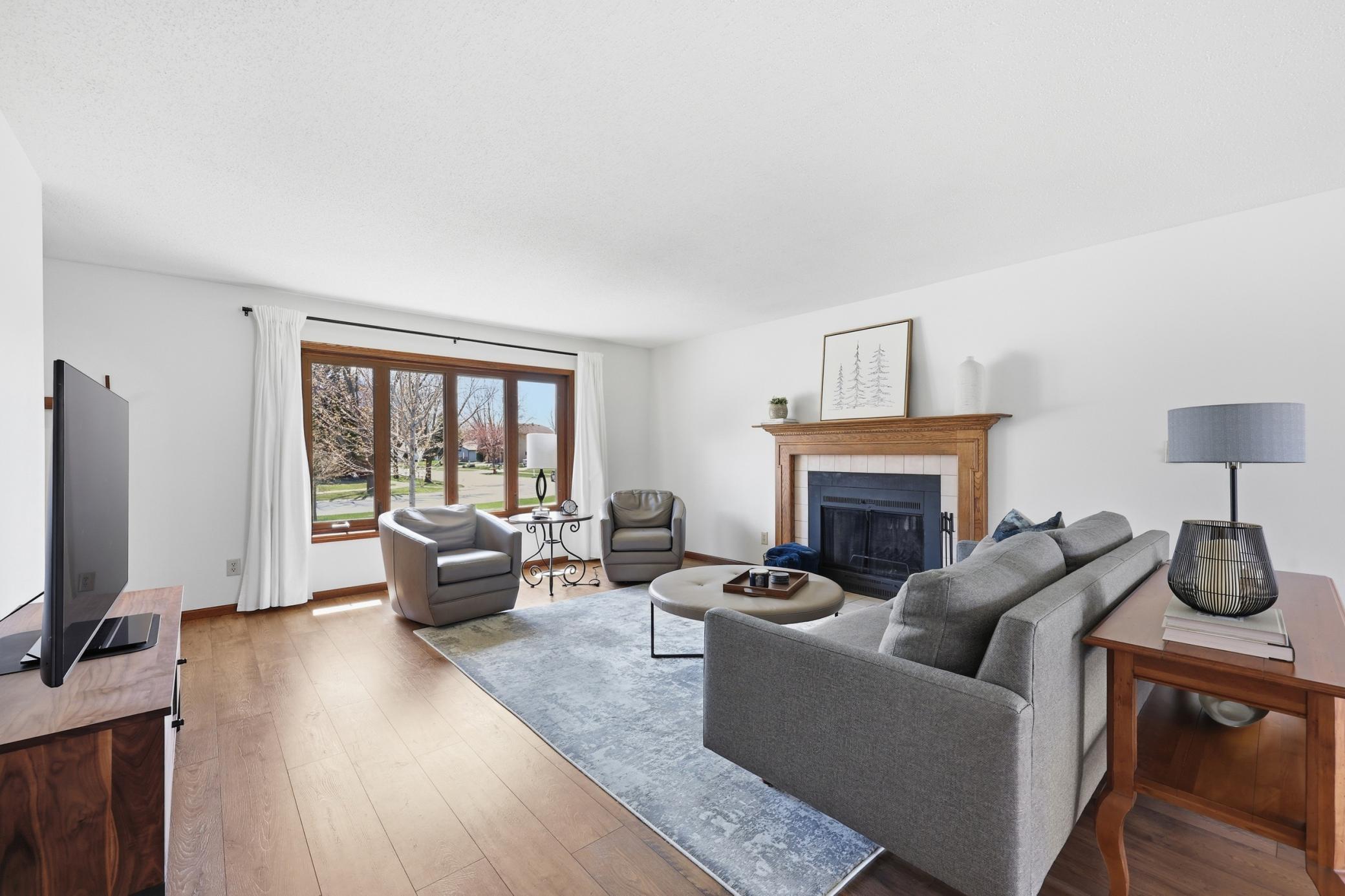 Main Floor Living room- Woodburning Fireplace