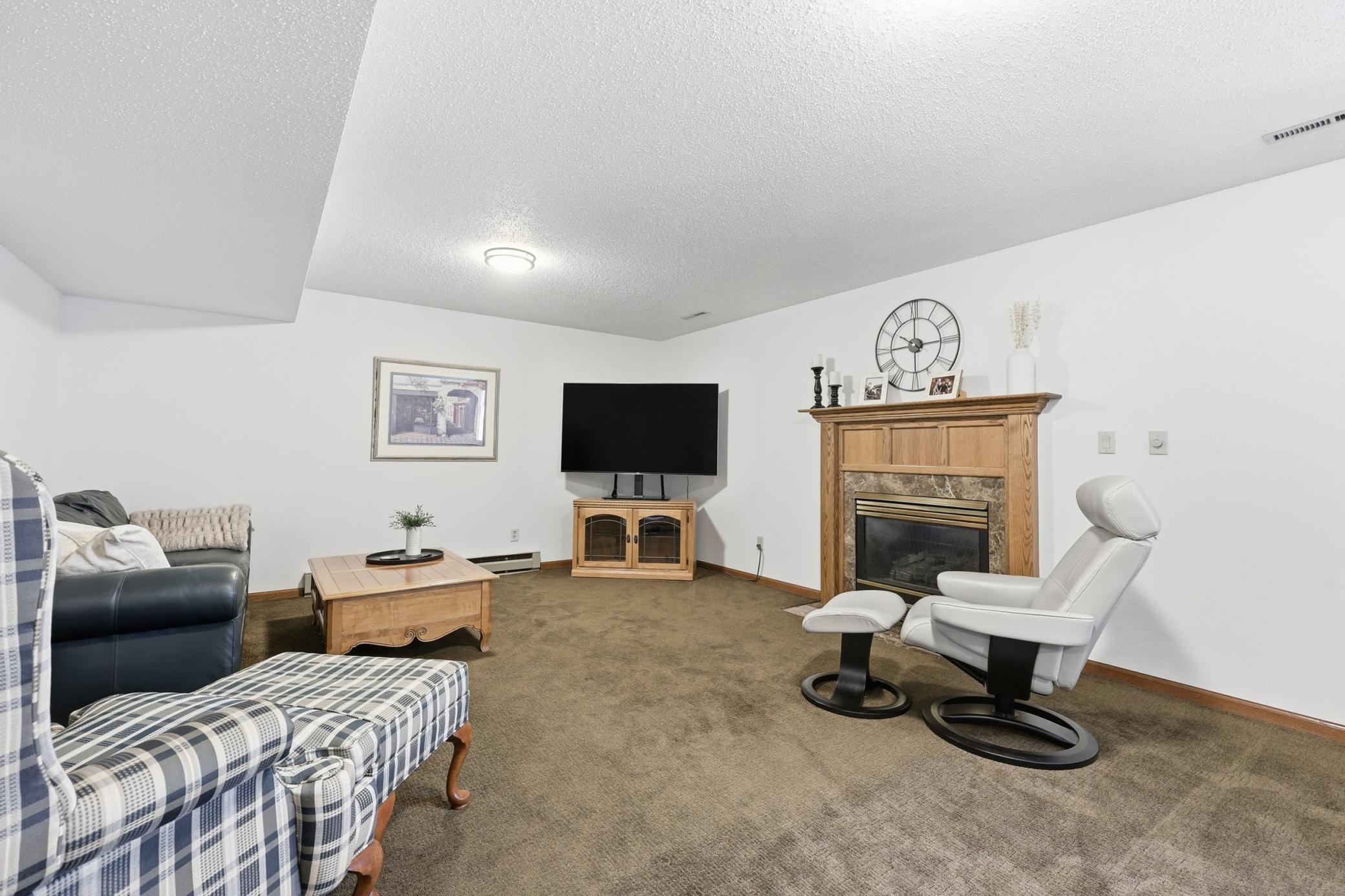 Lower Level Living Room- Gas Fireplace