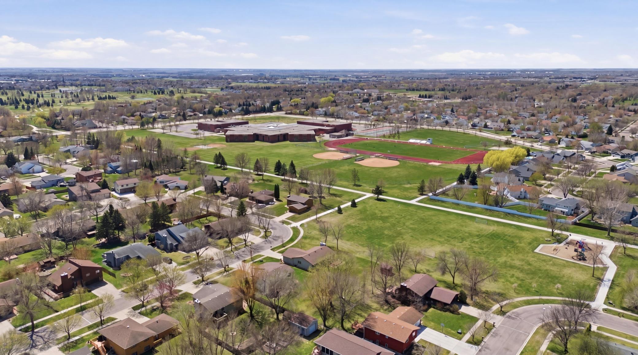 Overhead View to Park, Bike Path & Discovery Middle School