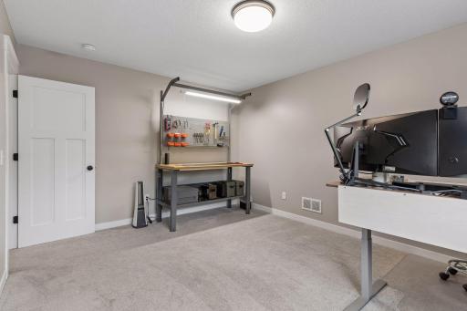 Another view of the spacious 3rd lower-level bedroom featuring plush carpeting, large closet and flexible layout. Bright and comfortable space for guests, family or everyday living.