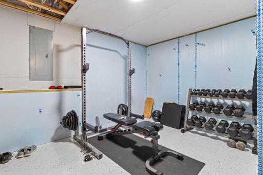 Bonus lower-level exercise and storage space