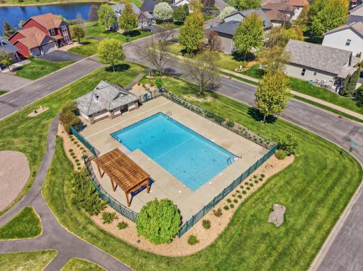 Community pool is open from Memorial Day through Labor Day. Cleaned daily during open season and updated bath house with toilets and showers!