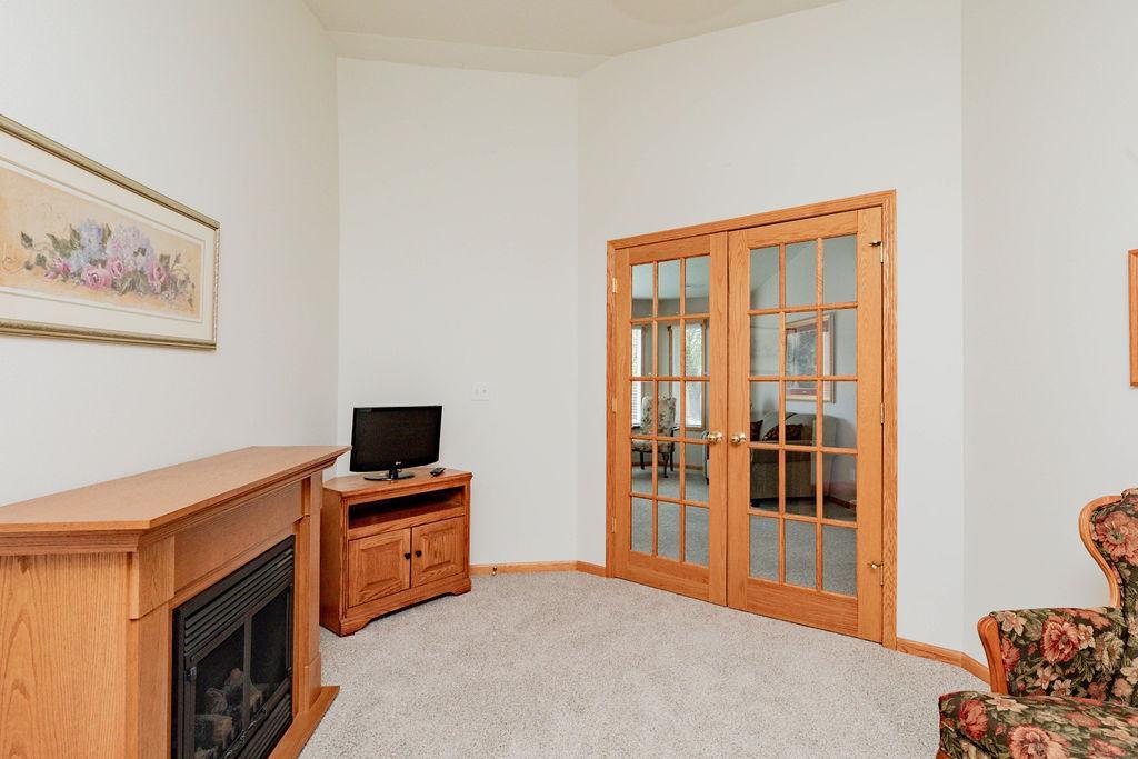 French doors to den
