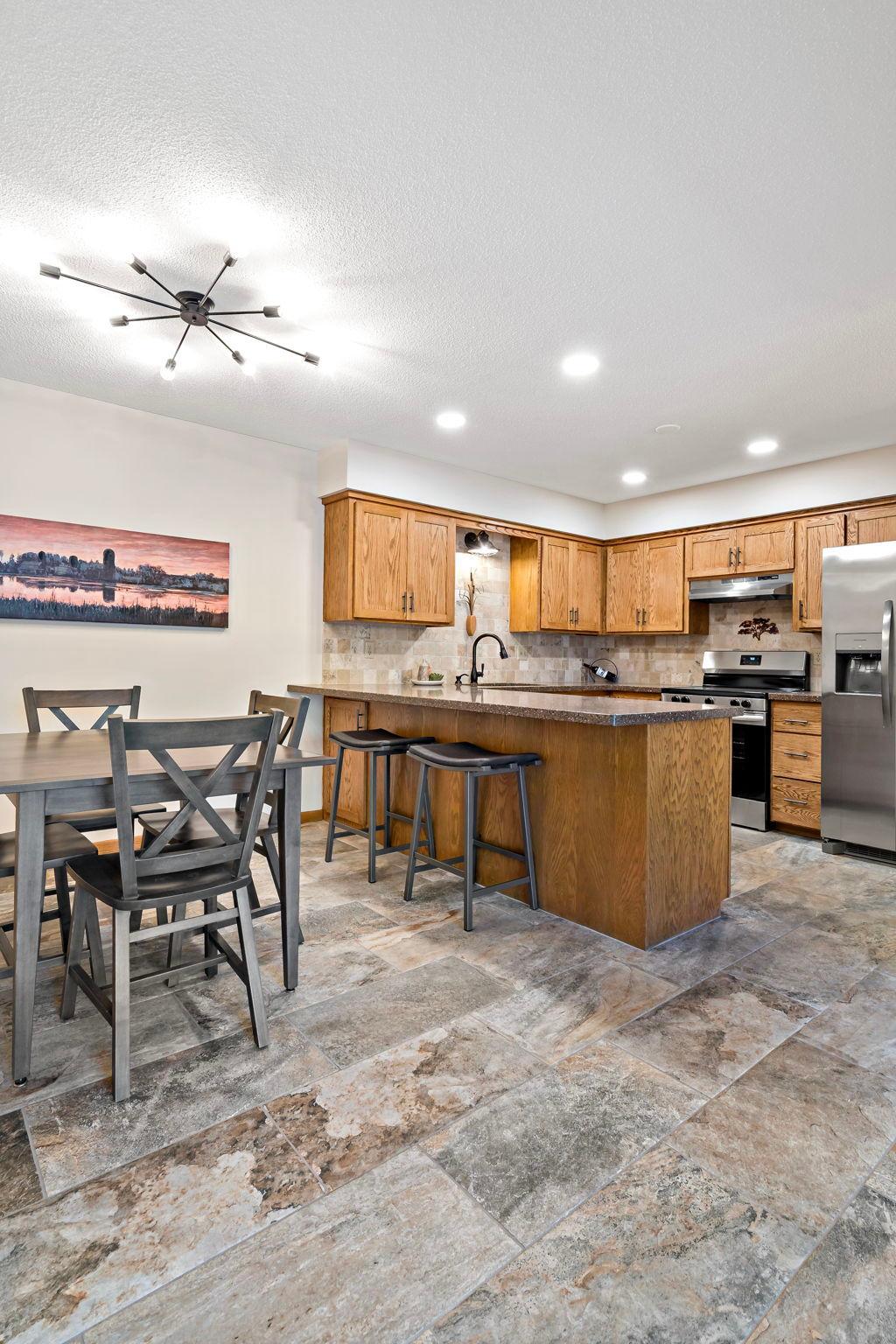 Open concept dining area and breakfast bar