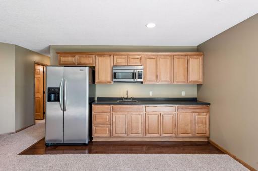 Wet Bar, Refrigerator, Sink and Microwave