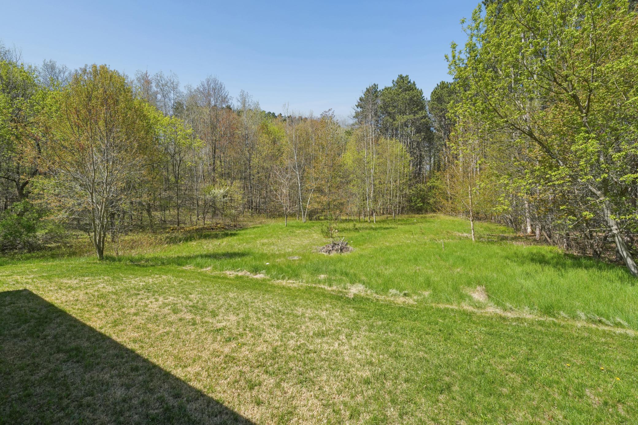 Spacious back yard with the perfect mix of trees and open