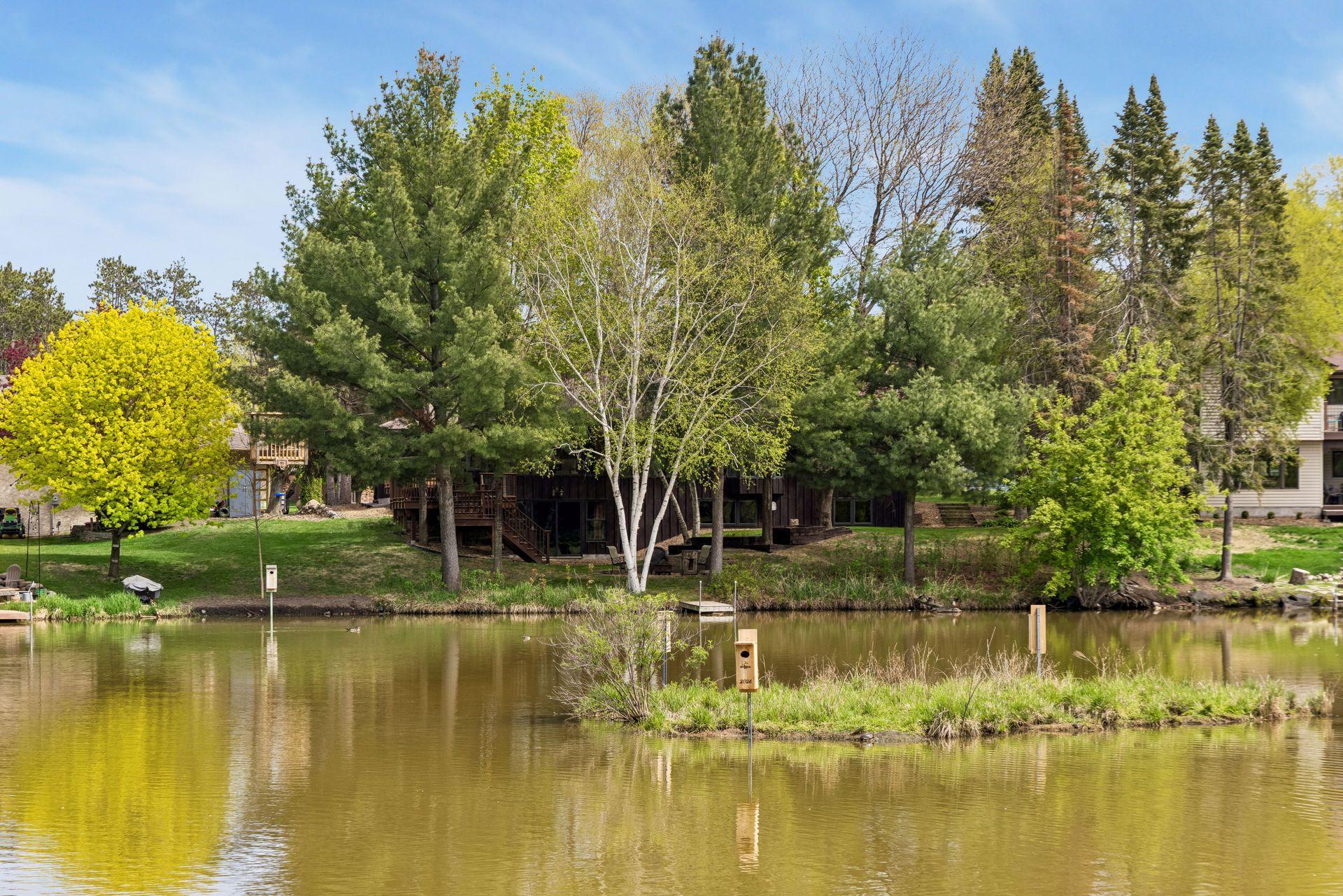 View from across the pond of the house - very private!