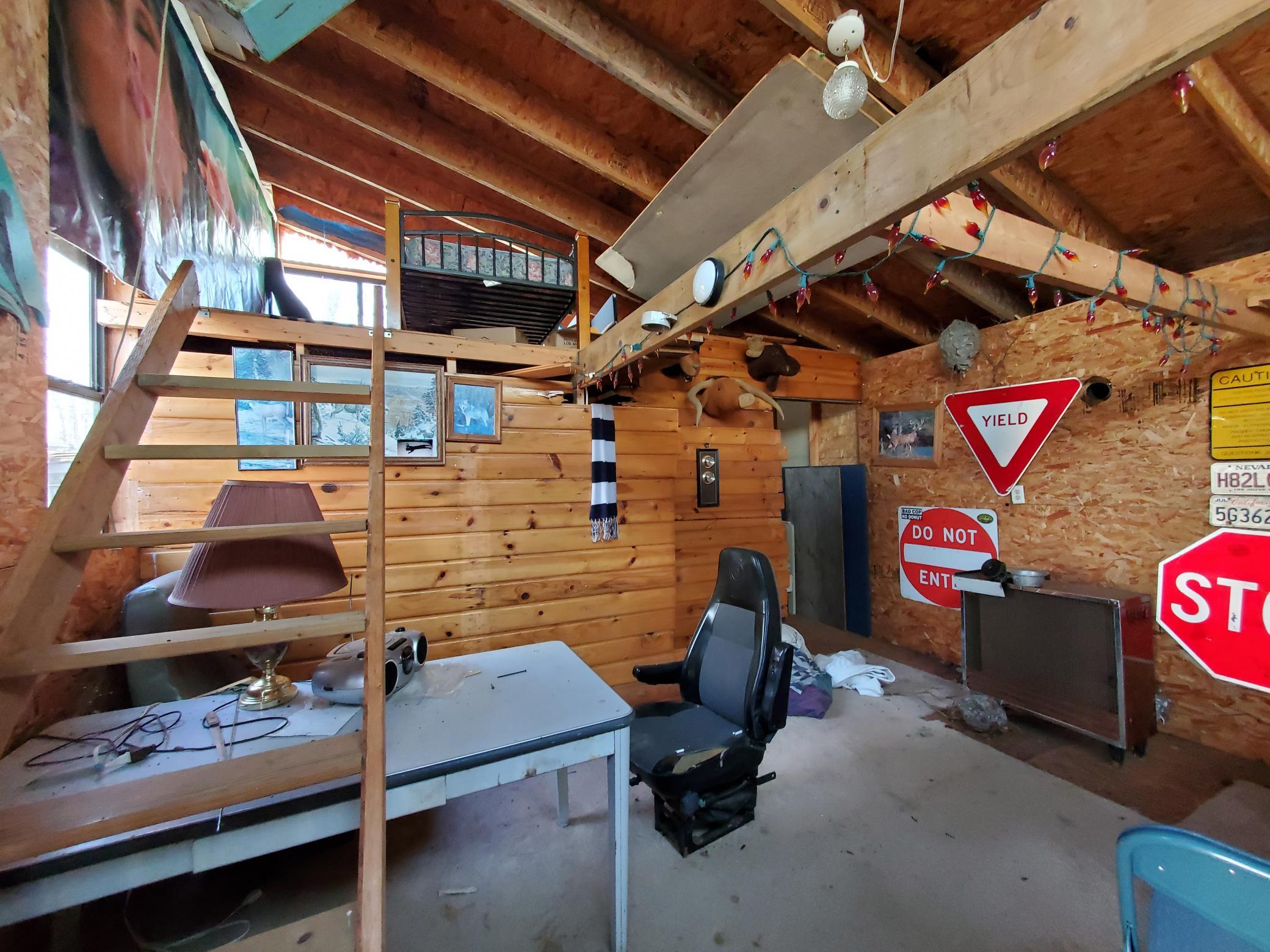 inside hunting shack