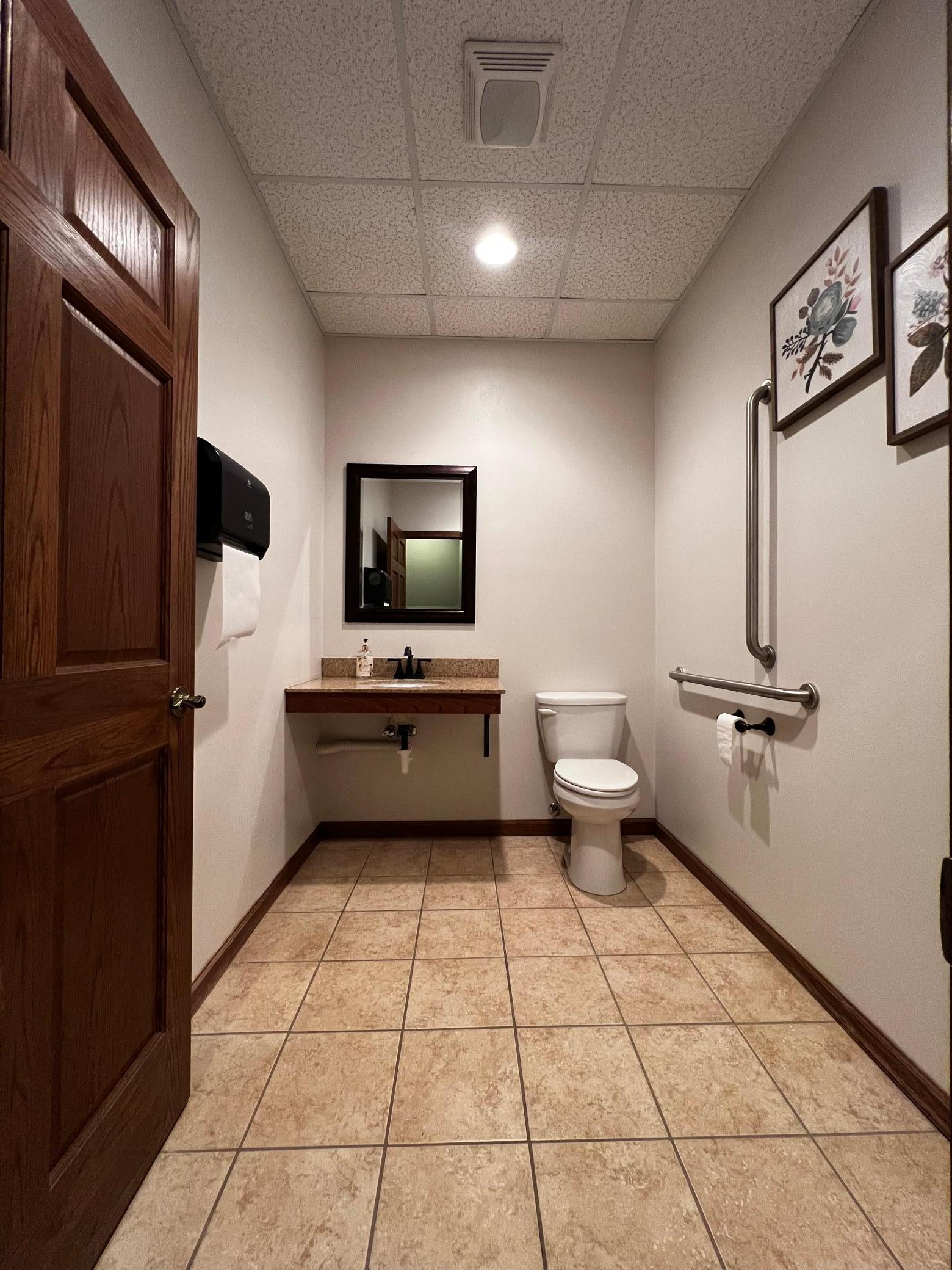 Restroom with all Handicap accessibility.