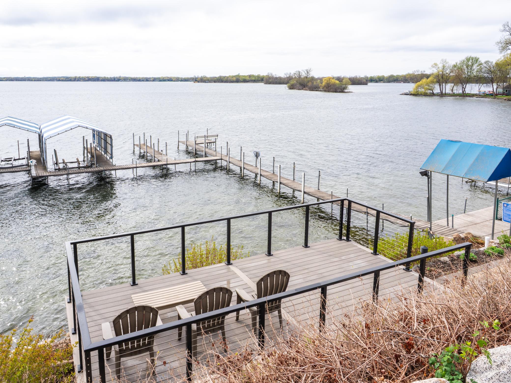 Multiple lakeside patios to take in the lake views