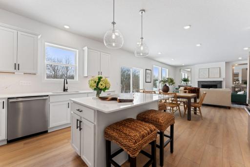 The open floorplan provides ample light and flow to this stylish home