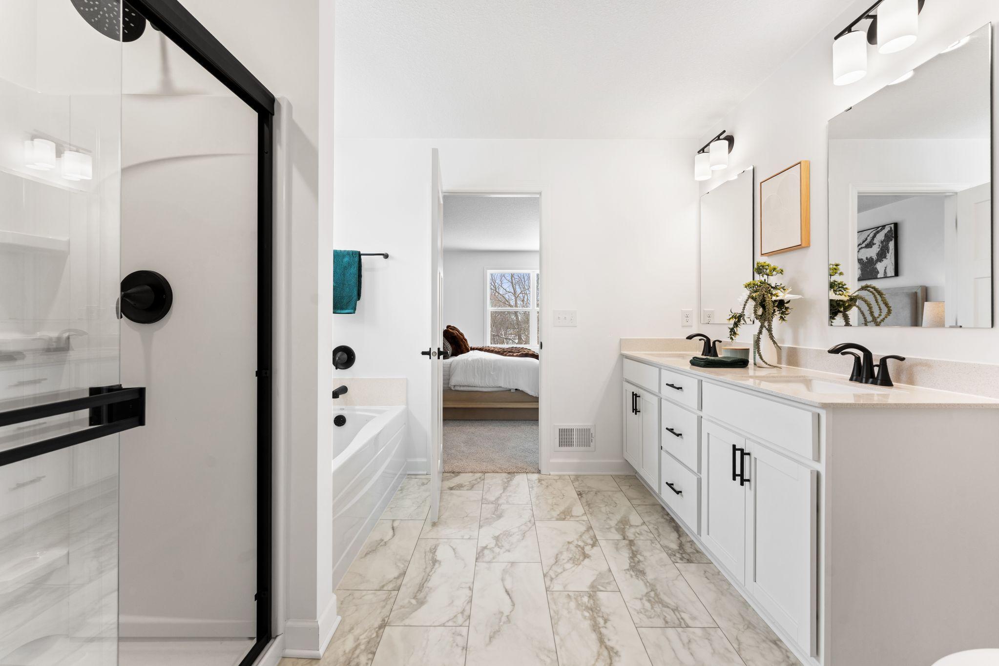 The walk-in shower provides a spa-experience
