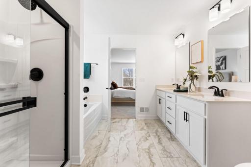 The walk-in shower provides a spa-experience