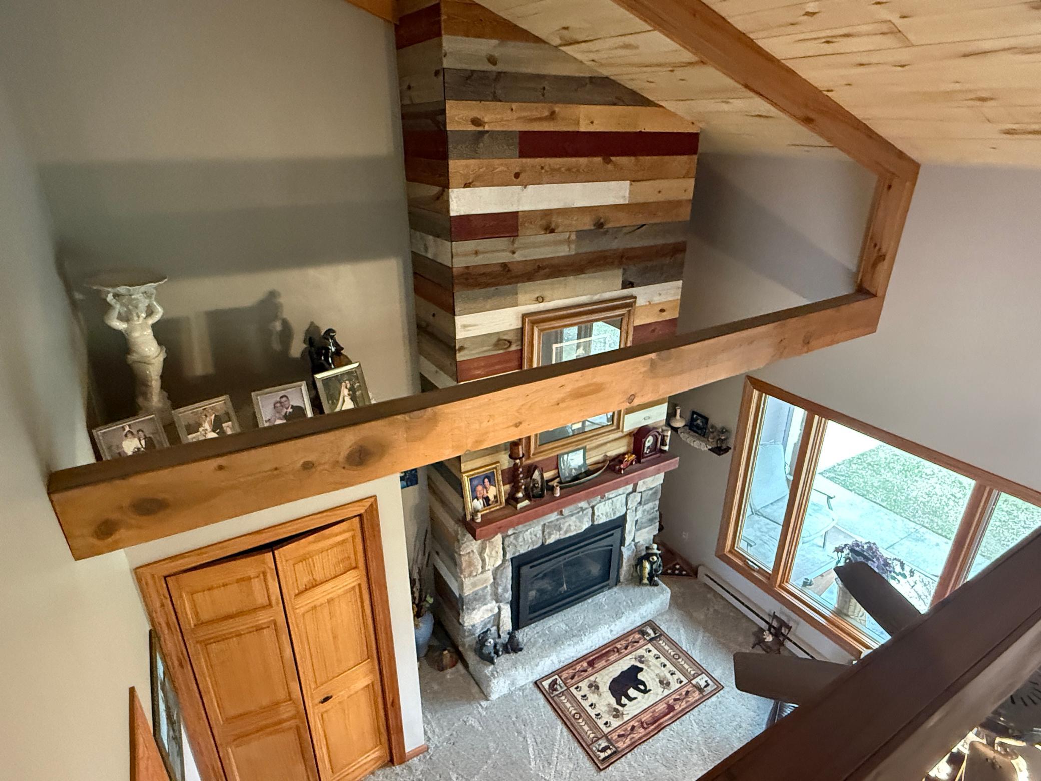 Looking down at Fireplace