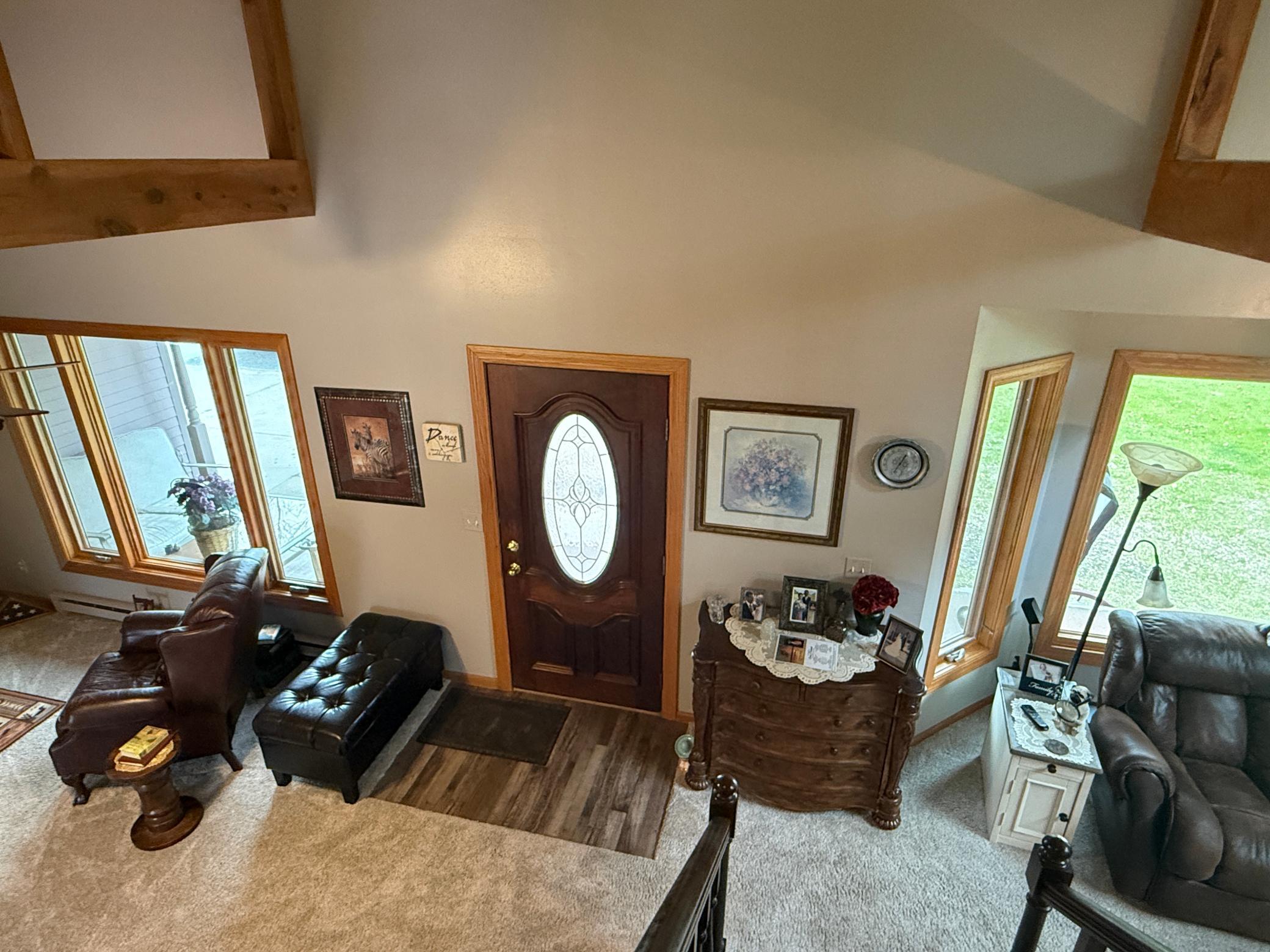 Looking down at Front Door
