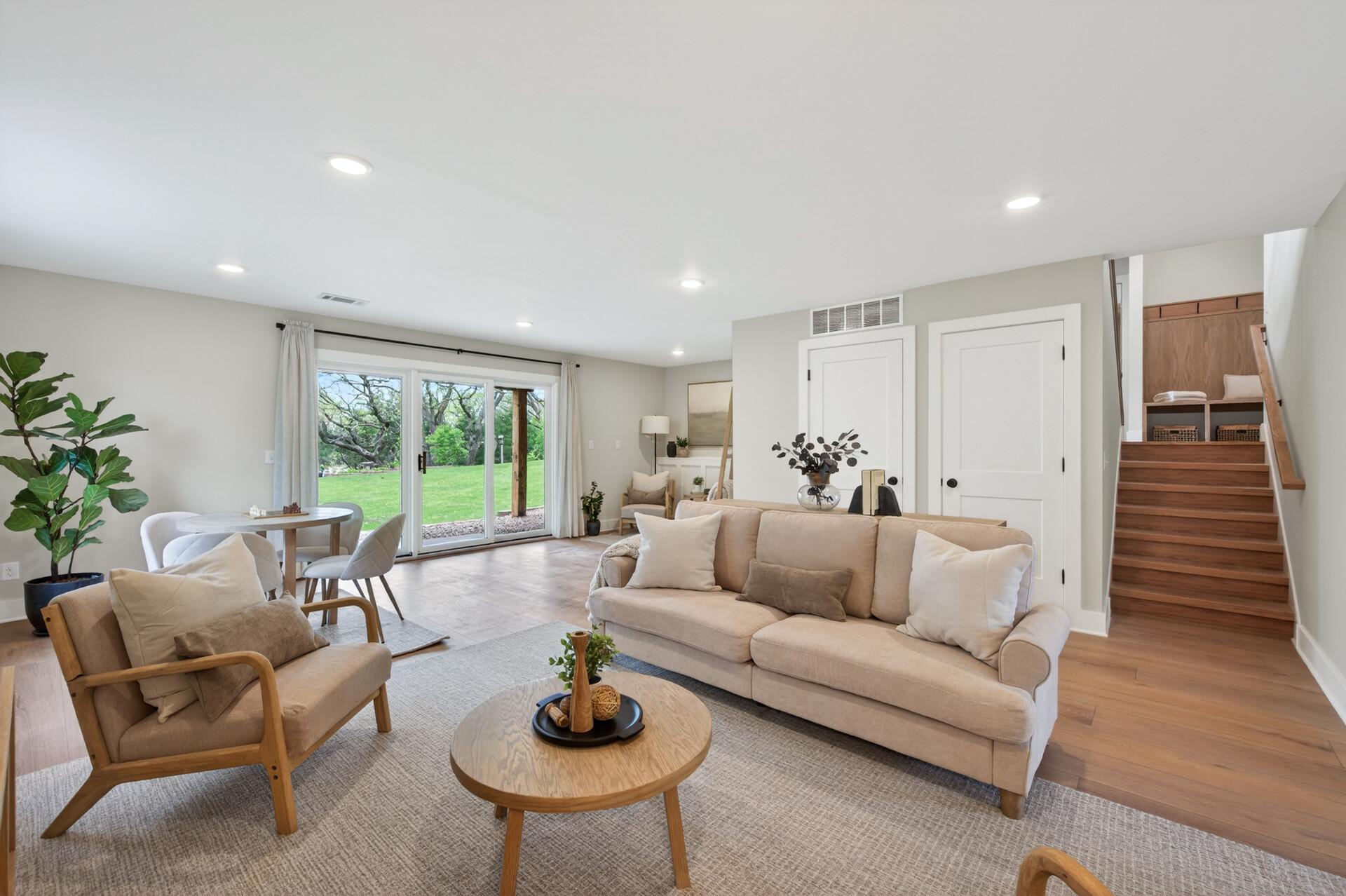 The fully finished lower level expands the home's living space with a large family room perfect for entertaining, relaxing or creating a flexible multi-use area.