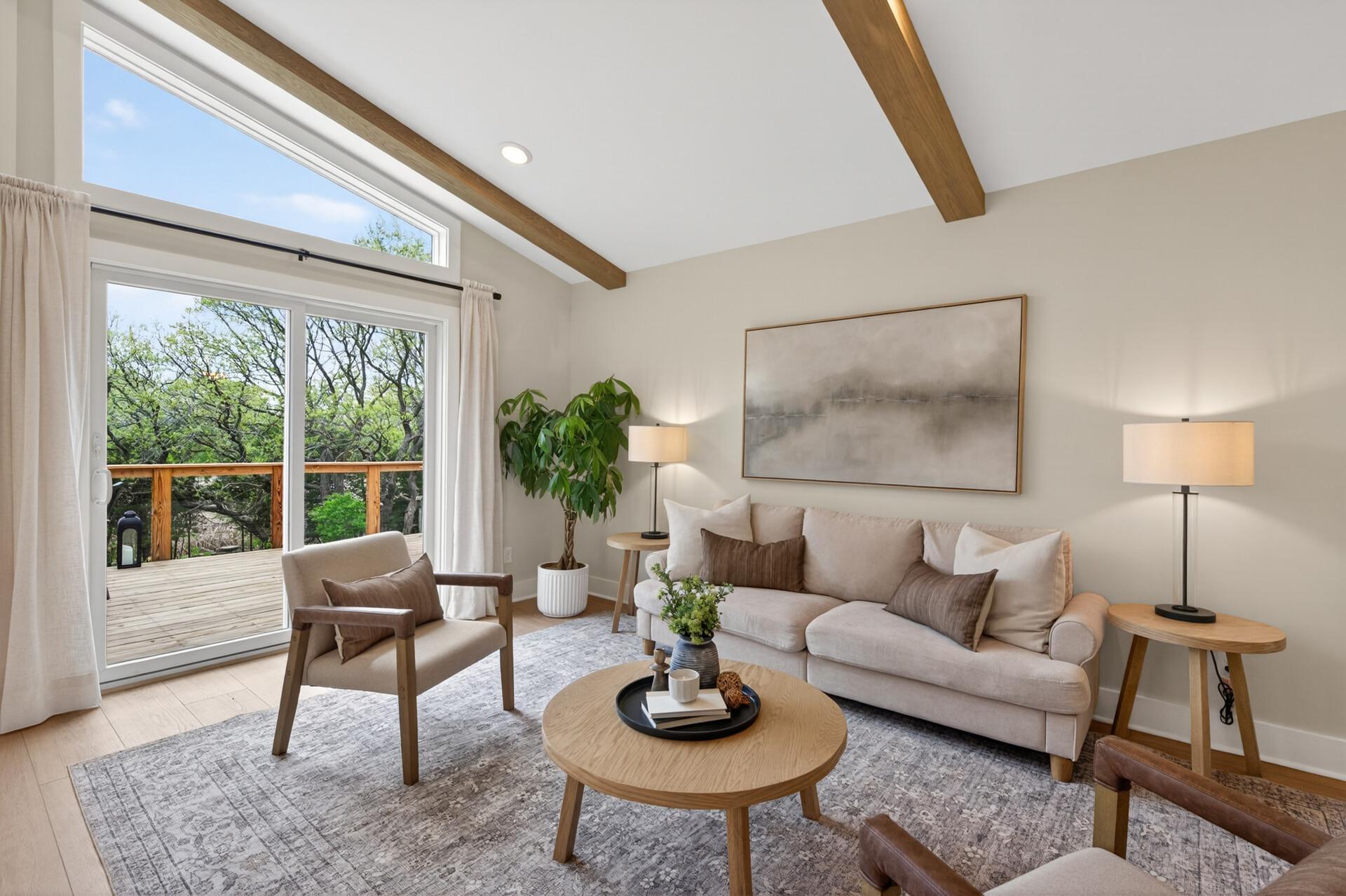 The living room is an ideal gathering space with a relaxed elevated feel.